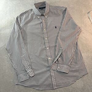 Ralph Lauren Shirt Mens XL Gingham Classic Fit Button Down Long Sleeve Pony Gray